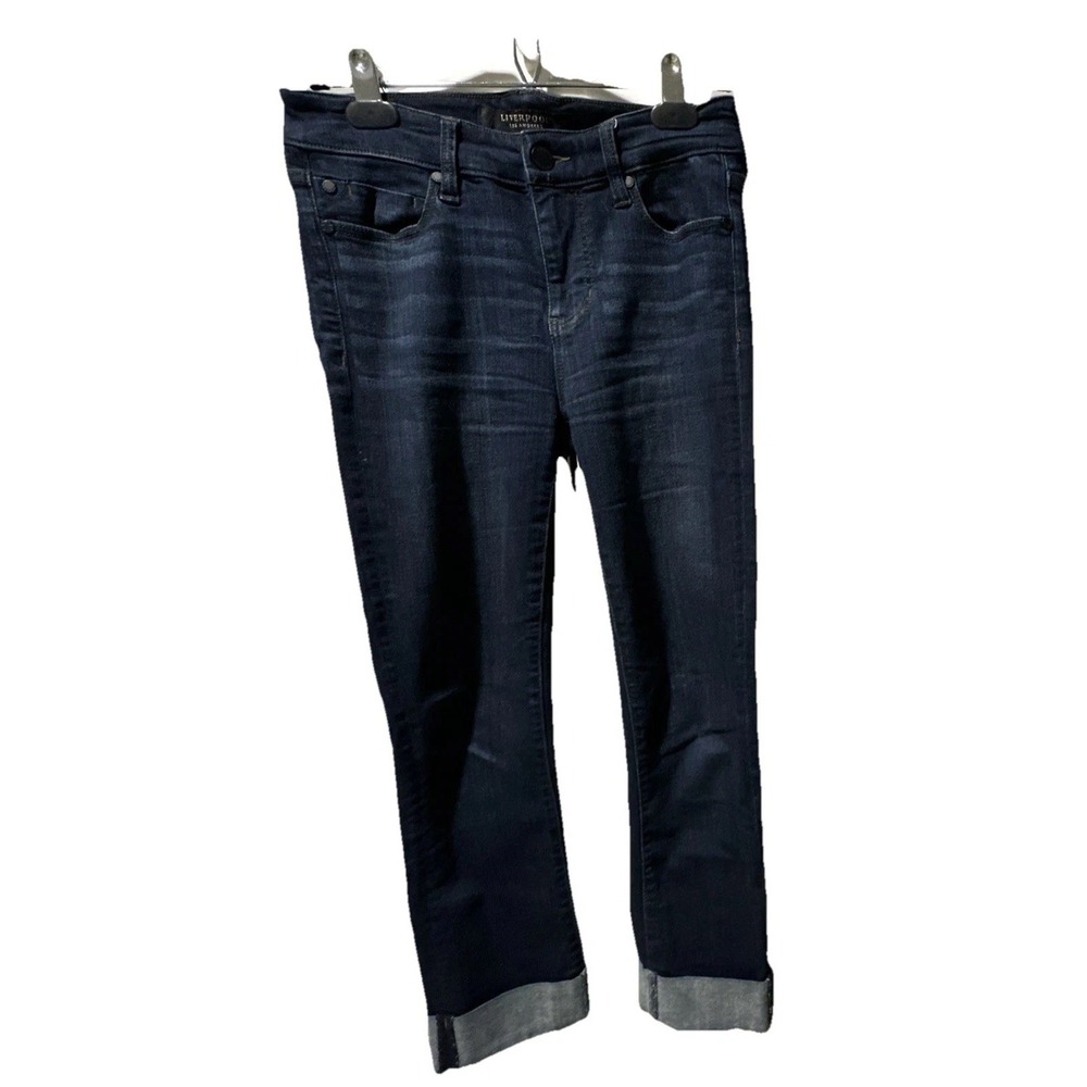 Liverpool Women's Blue Straight Jeans Size 26/2 Dark Wash Stretch Denim